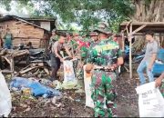 Bebas Dari Sampah, Personil TNI Kodim Belu Bersihkan Sampah Di Pasar Beabuk